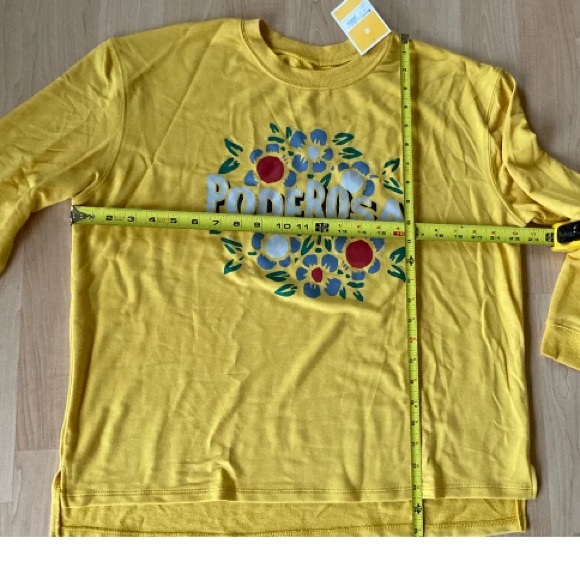 Target Exclusive  Yellow Long Sleeve Latino Heritage Shirt Large Flower Poderosa - Picture 4 of 8